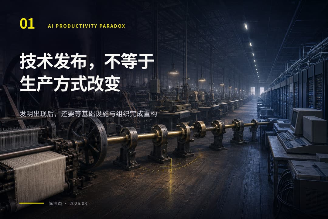 蒸汽机械、电力系统与计算机基础设施共同构成生产力变革